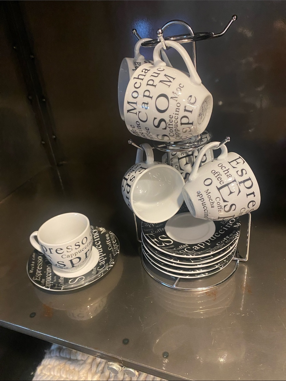 Coffee Espresso Cup and Saucer Set - Black and White